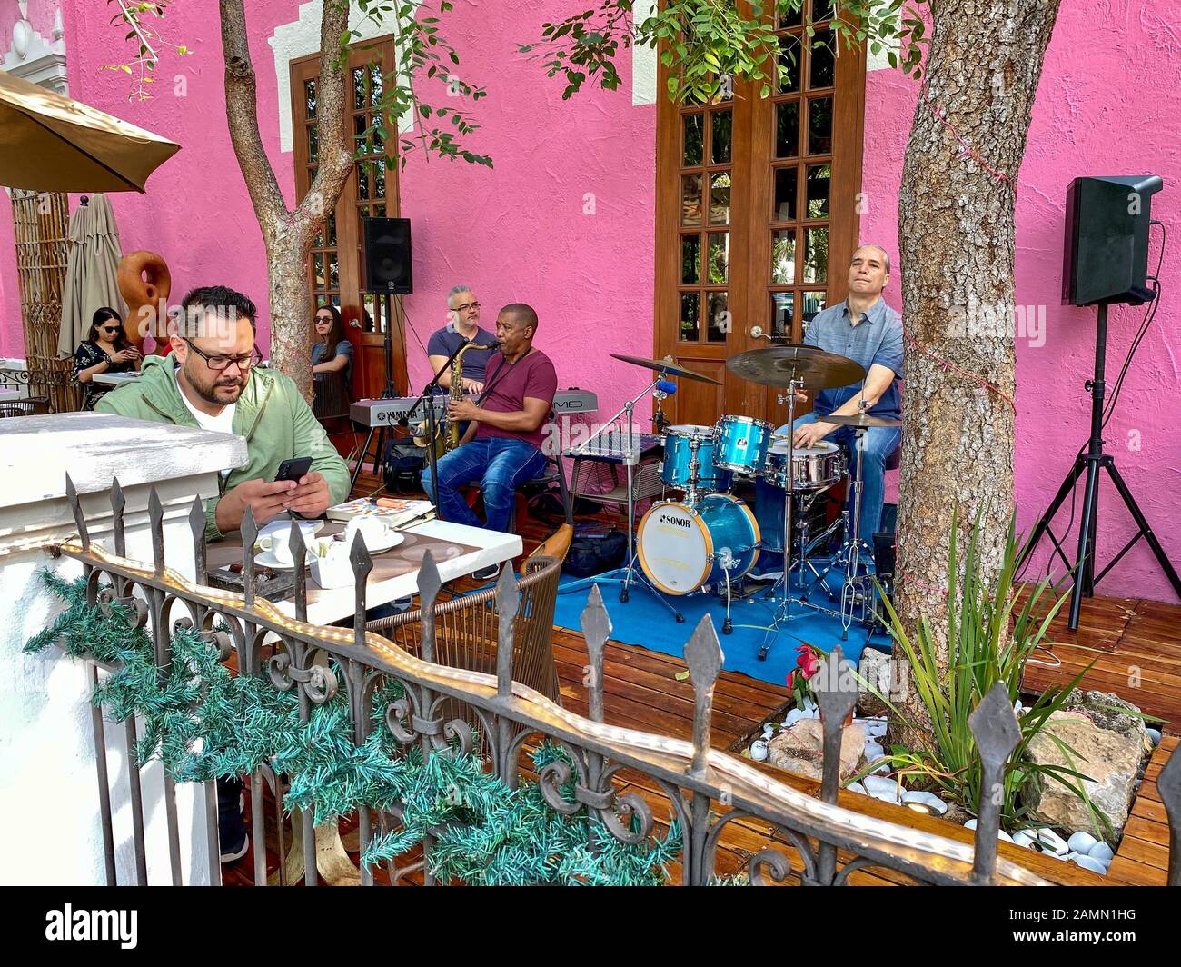 Jazz combo. La Bici Ruta. Sundays in Merida, Mexico. Stock Photo