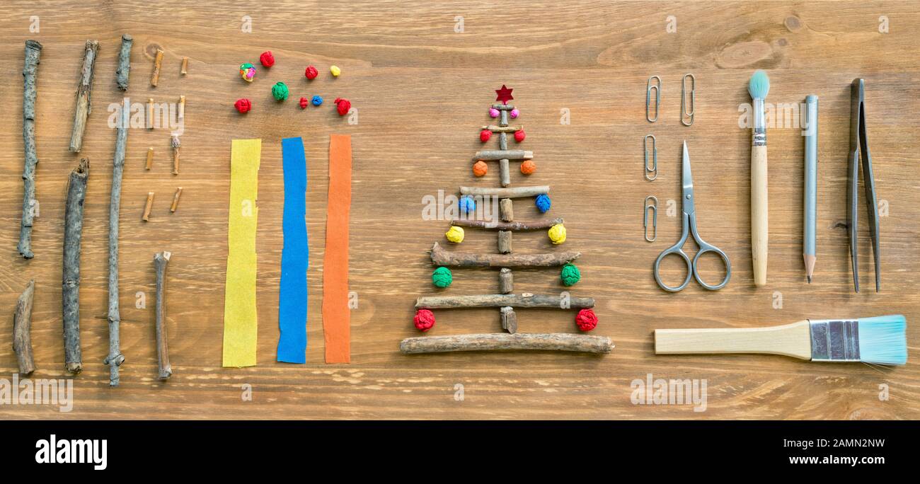 christmas tree DIY craft background Stock Photo