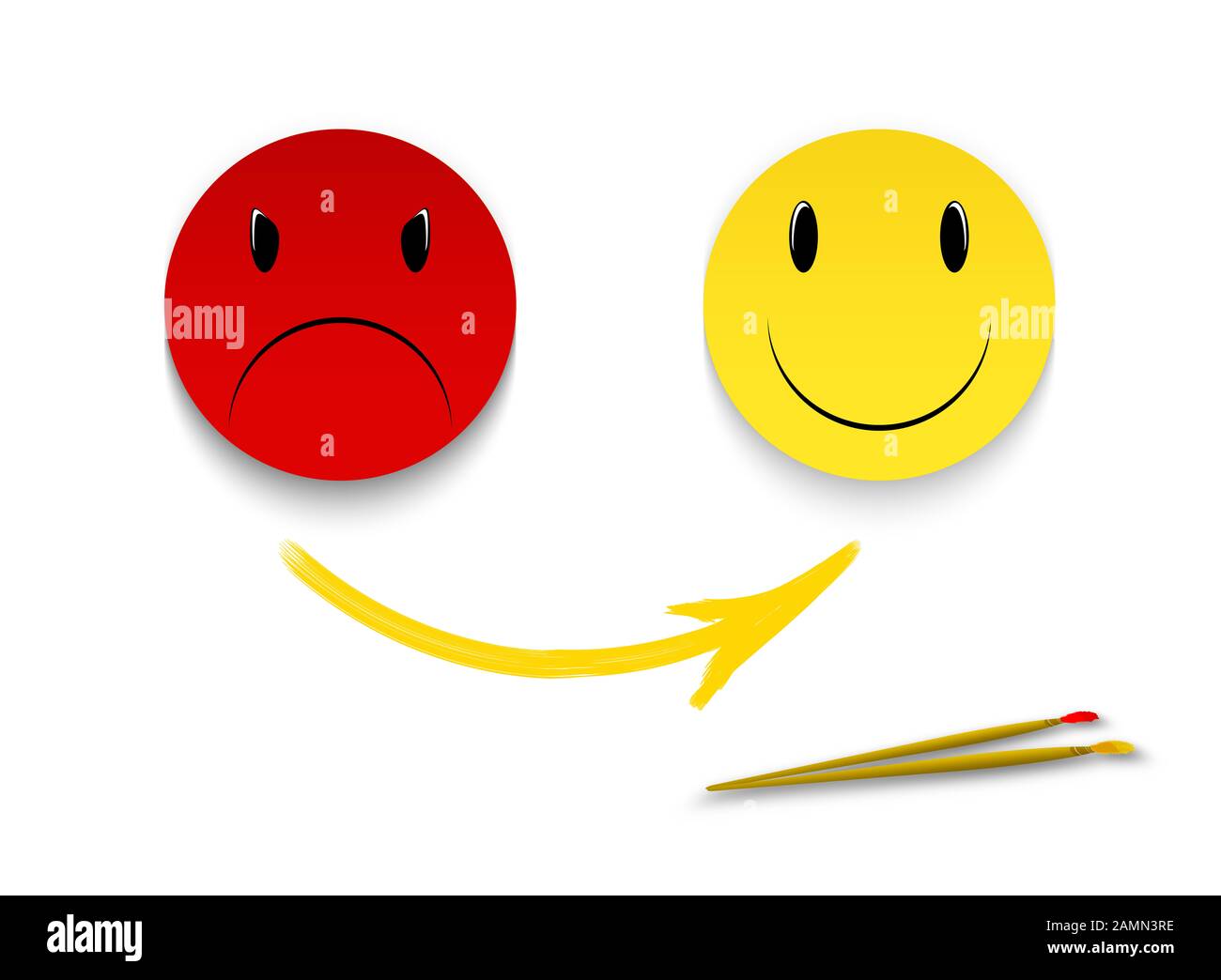 Angry emoticon, smiley face isolated on white background Stock Photo