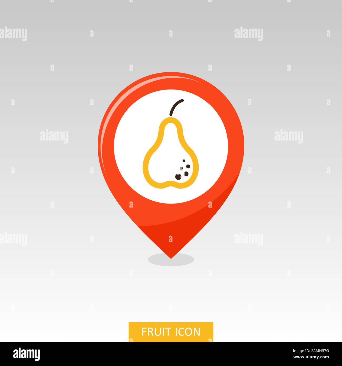 Pear pin map icon. Pear fruit sign. Map pointer. Map markers. Vector