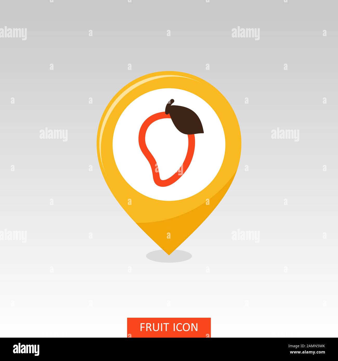 Mango pin map icon. Mango tropical fruit sign. Map pointer. Map markers ...