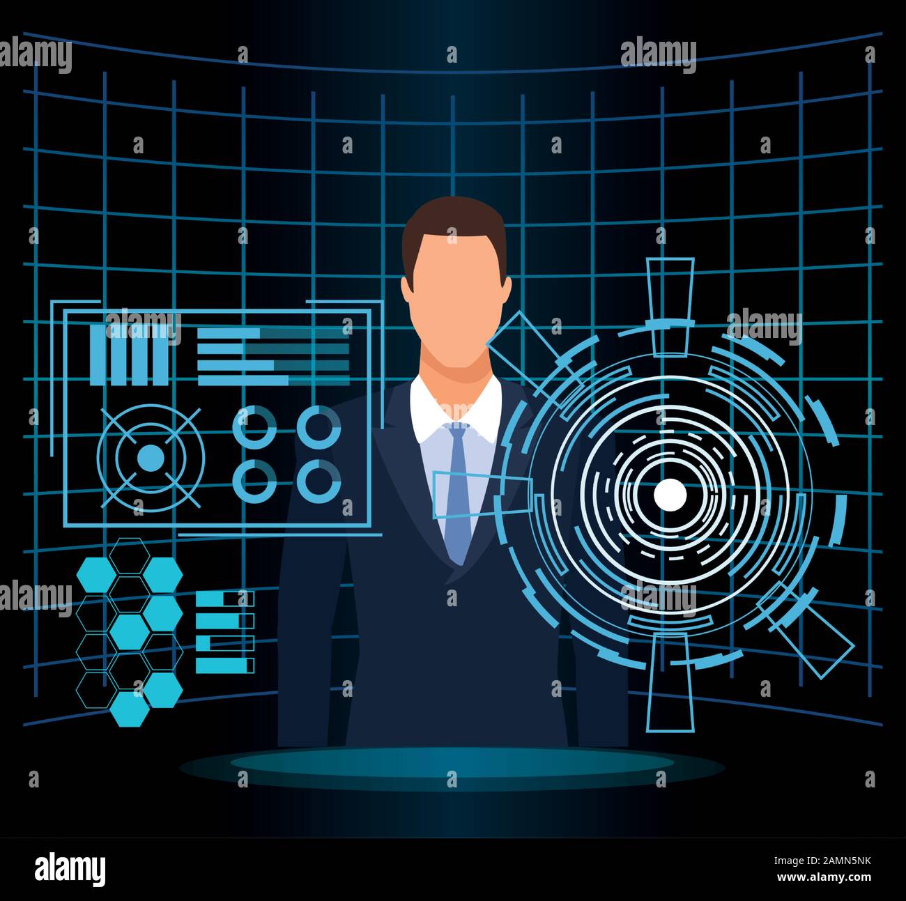 artificial intelligence technology man and vr interface Stock Vector ...