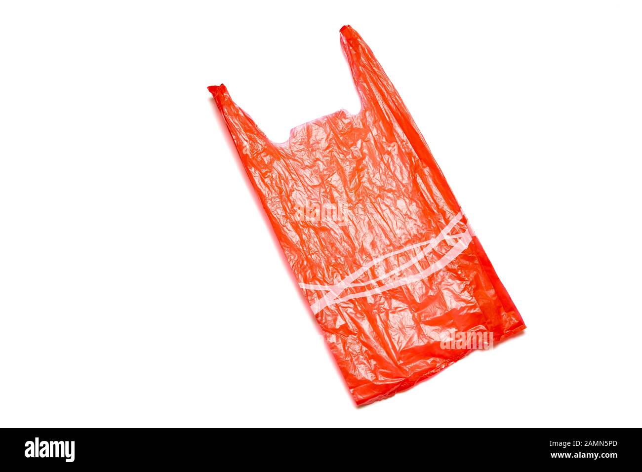 Empty red plastic bag isolated in clipping path Stock Photo Alamy