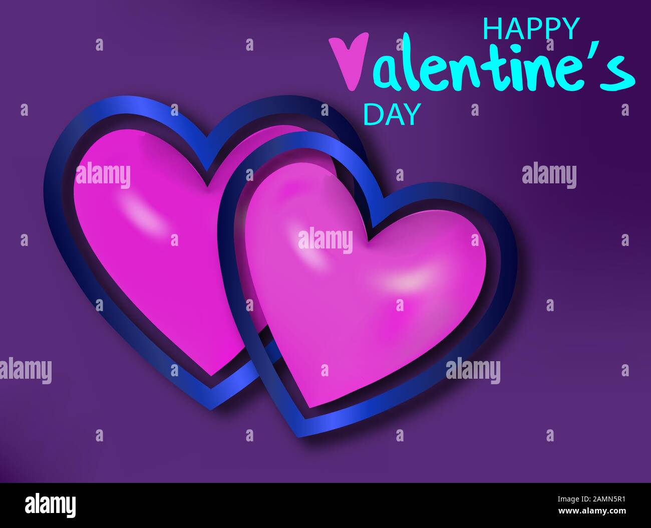 2 realistic pink heart for decorative design. Valentine love red ...
