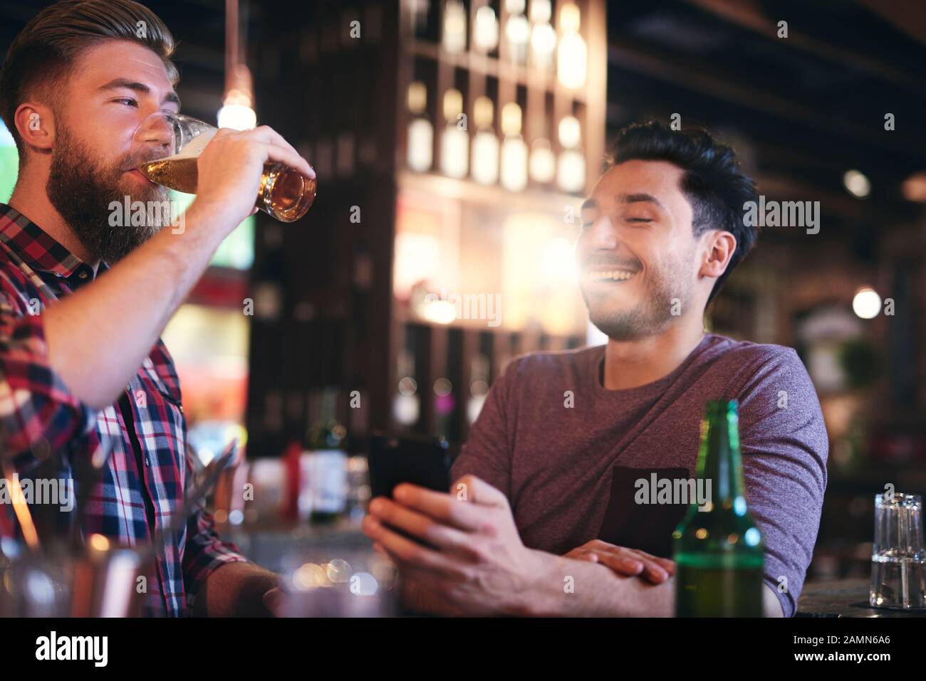 Time for beer with the best friend Stock Photo Alamy
