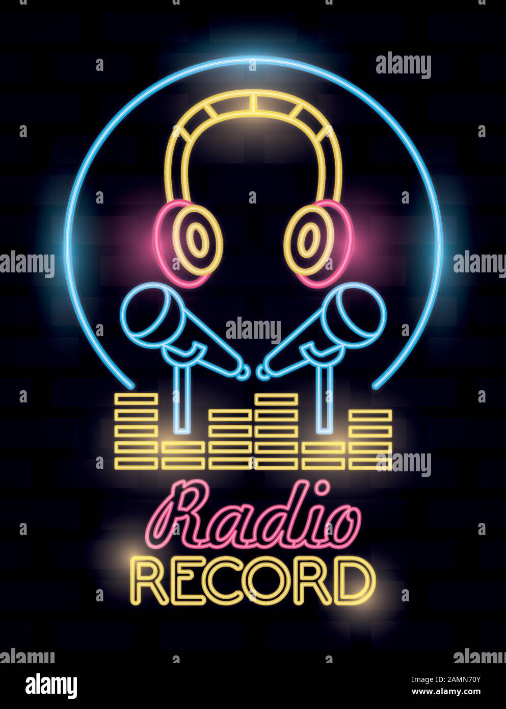 radio music record label neon lights Stock Vector Image & Art Alamy