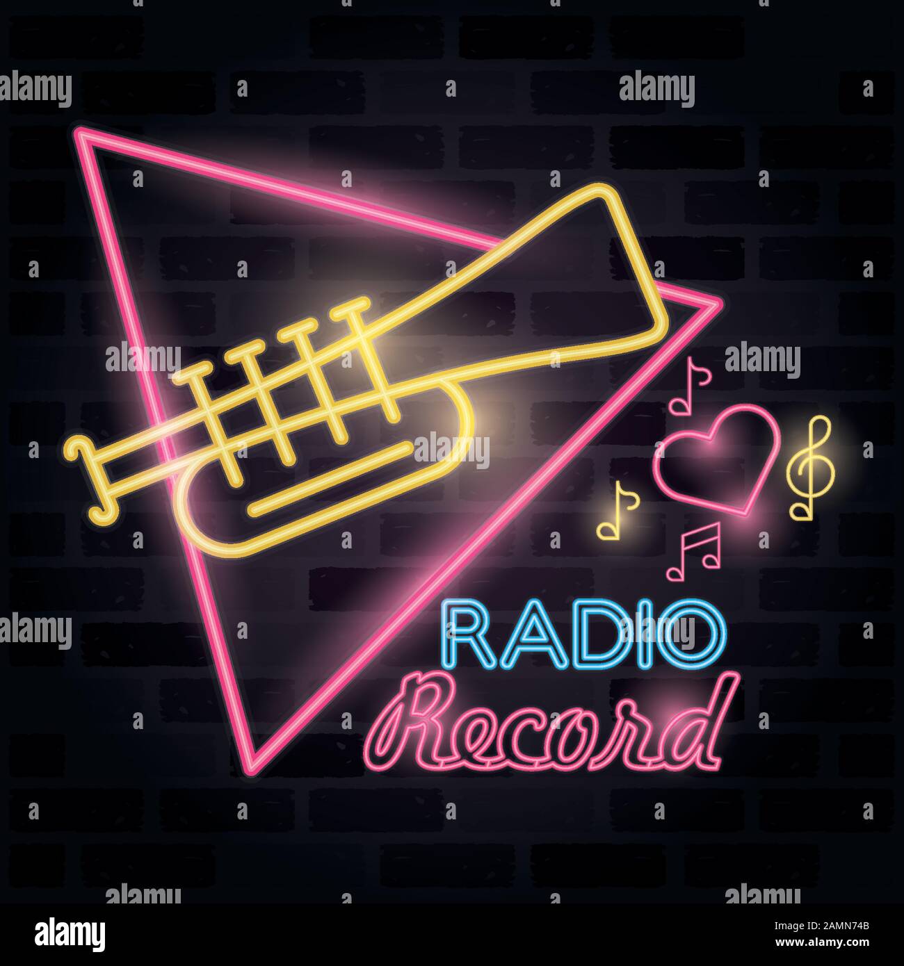 radio music record label neon lights Stock Vector Image & Art Alamy