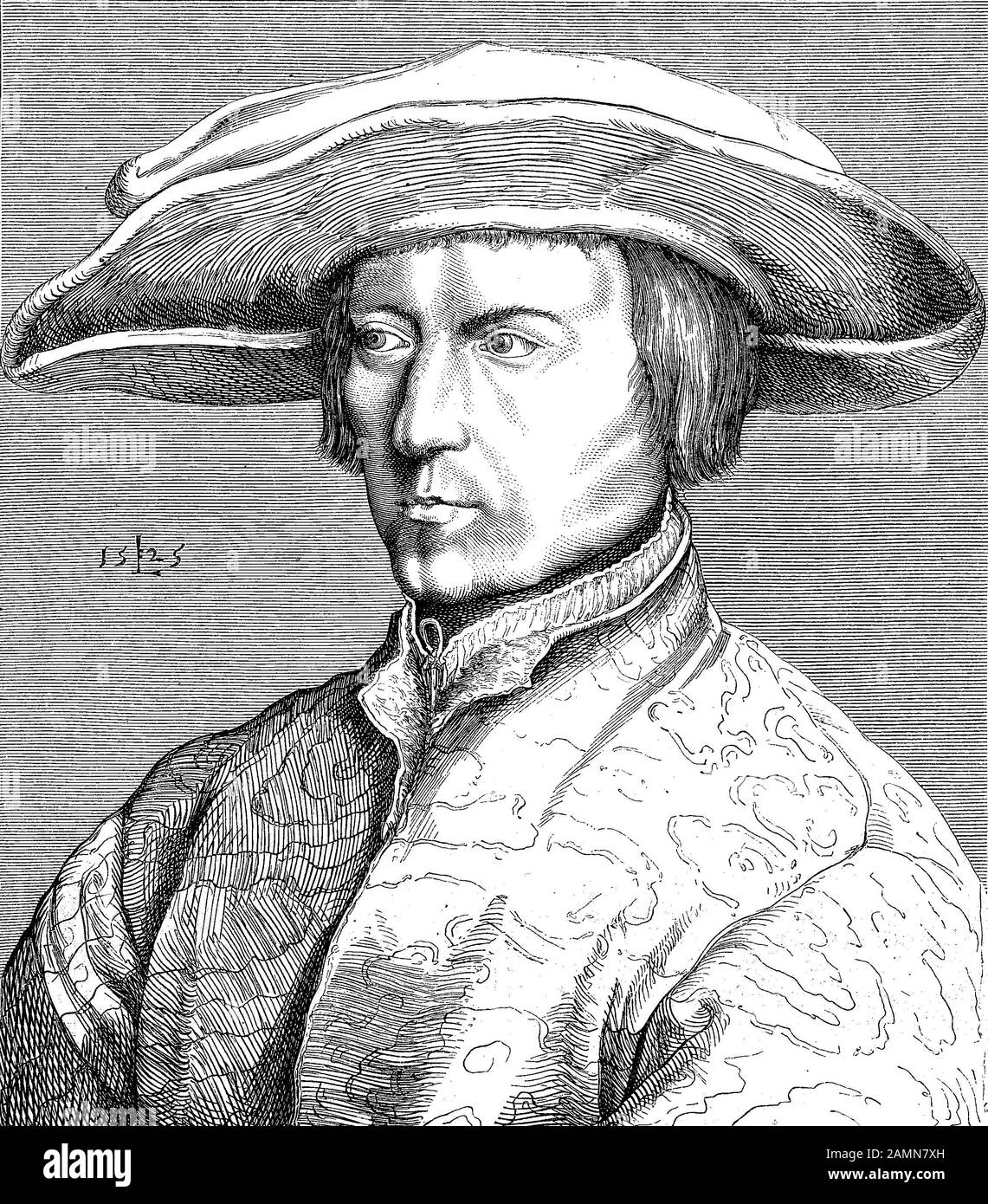 Lucas van Leyden, 1494-1533, also named either Lucas Hugensz or Lucas Jacobsz, was a Dutch painter and printmaker in engraving and woodcut  /  Lucas Hugensz van Leyden, auch Lucas von Leyden, war ein niederländischer Maler und Kupferstecher der Renaissance, Historisch, digital improved reproduction of an original from the 19th century / digitale Reproduktion einer Originalvorlage aus dem 19. Jahrhundert, Stock Photo