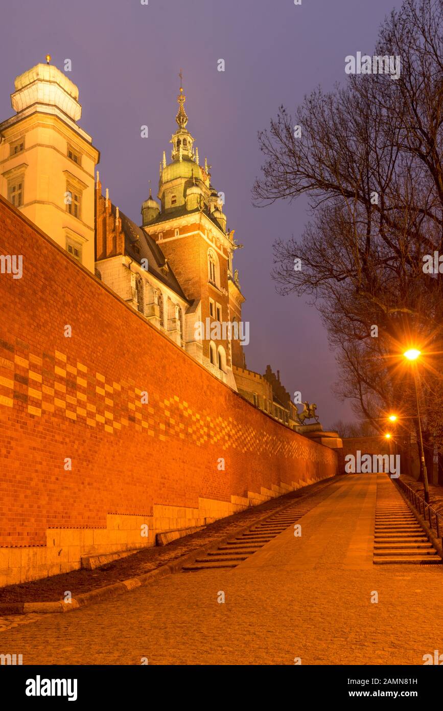 Alley to the Wawel Royal castle and Old Town, Krakow, Poland Stock Photo