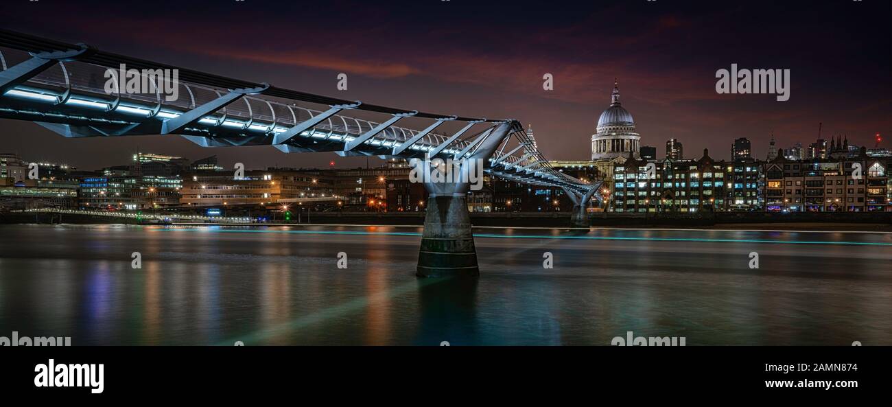 The Millennium Bridge Footbridge, Bankside, London, United Kingdom Stock Photo