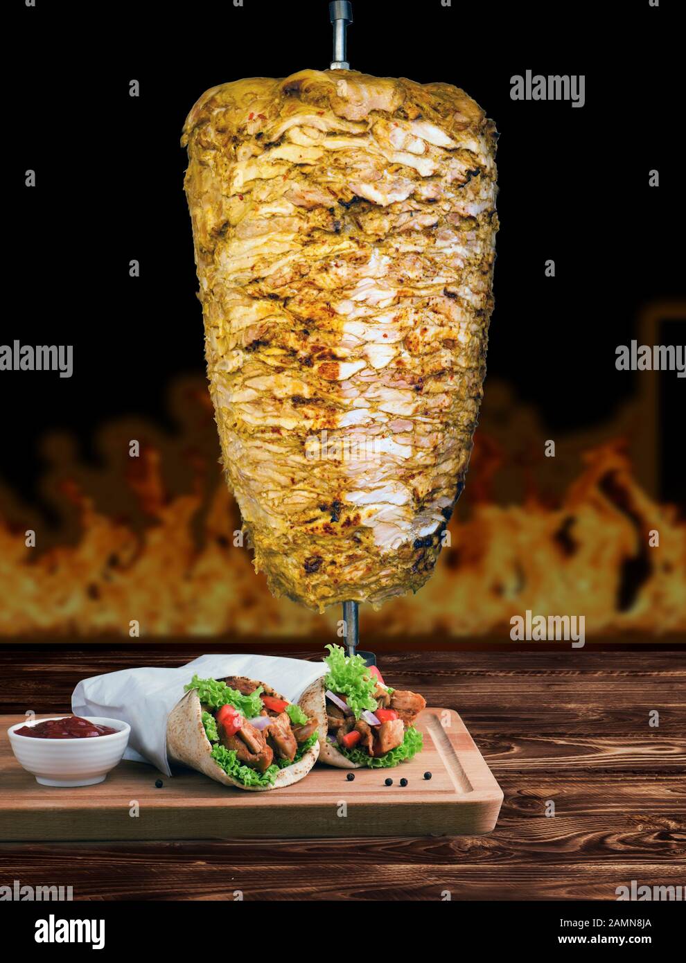 Shawarma is a Levantine Arab meat preparation, where meat is placed on