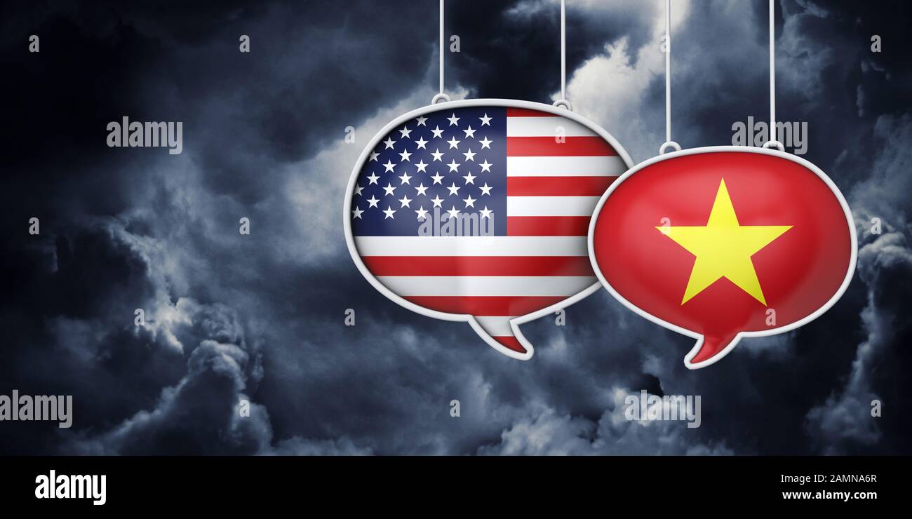 USA and Vietnam communication. Trade negotiation talks. 3D Rednering Stock Photo