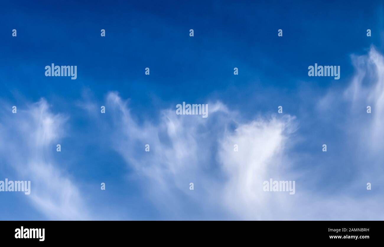 Beautiful white and fine cirrus clouds in a deep blue summer sky Stock ...