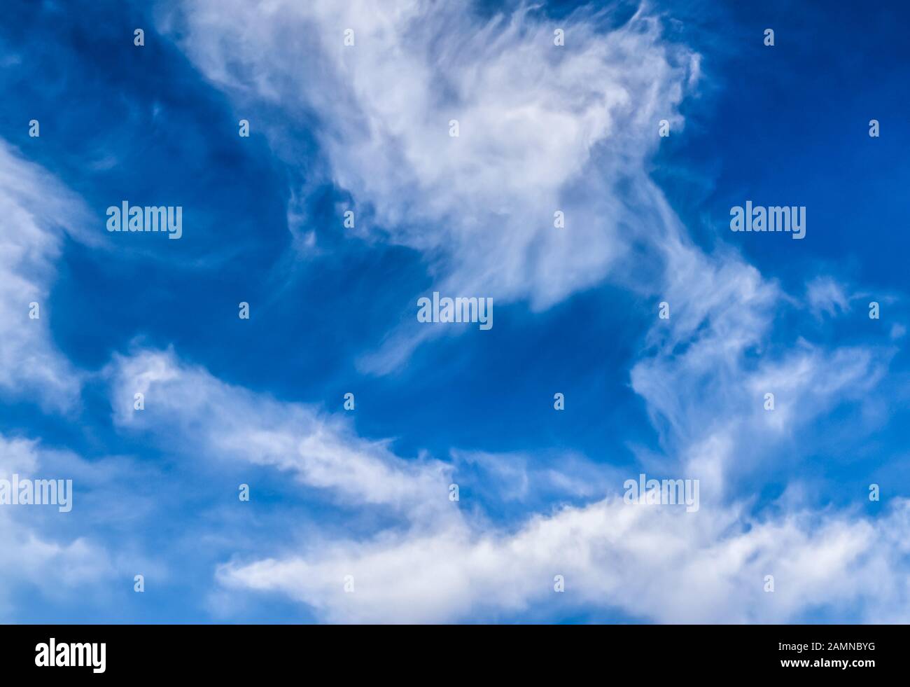 Beautiful white and fine cirrus clouds in a deep blue summer sky Stock ...