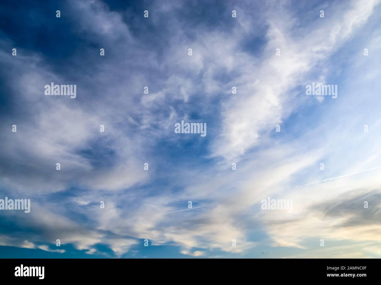 Beautiful white and fine cirrus clouds in a deep blue summer sky Stock ...