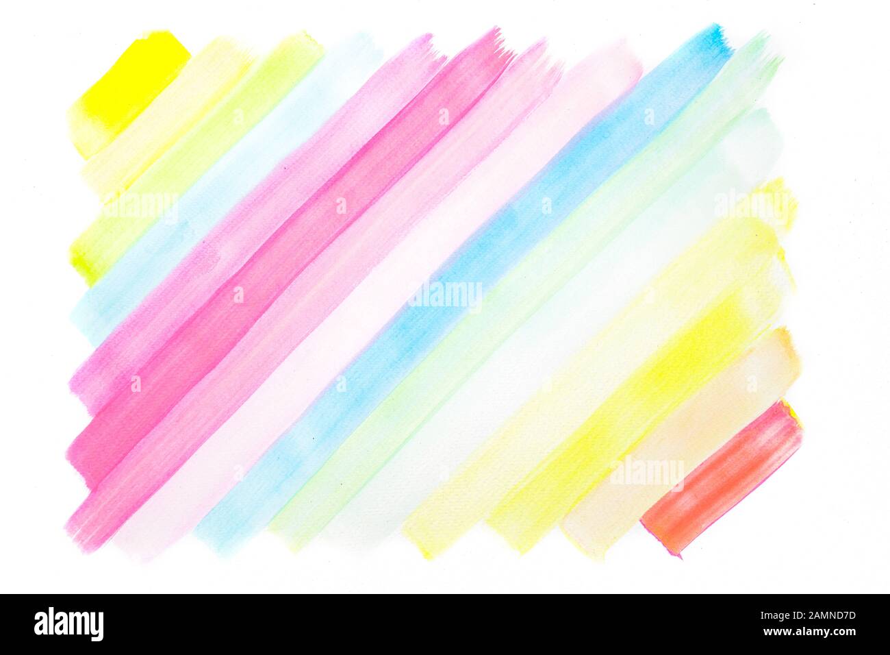 pastel simple and normal rainbow colour are painted by large brush on the  white drawing texture paper Stock Photo - Alamy