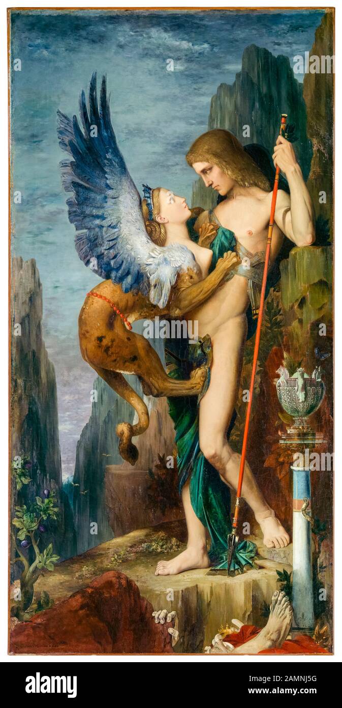 Gustave Moreau, painting, Oedipus and the Sphinx, 1864 Stock Photo