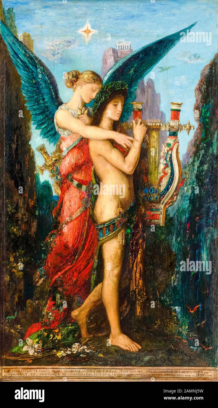 Gustave Moreau, Hesiod and the Muse, painting, 1891 Stock Photo