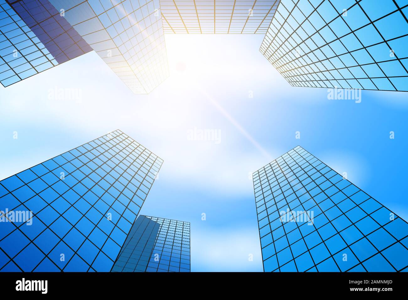Bottom view of business skyscrapers Stock Vector