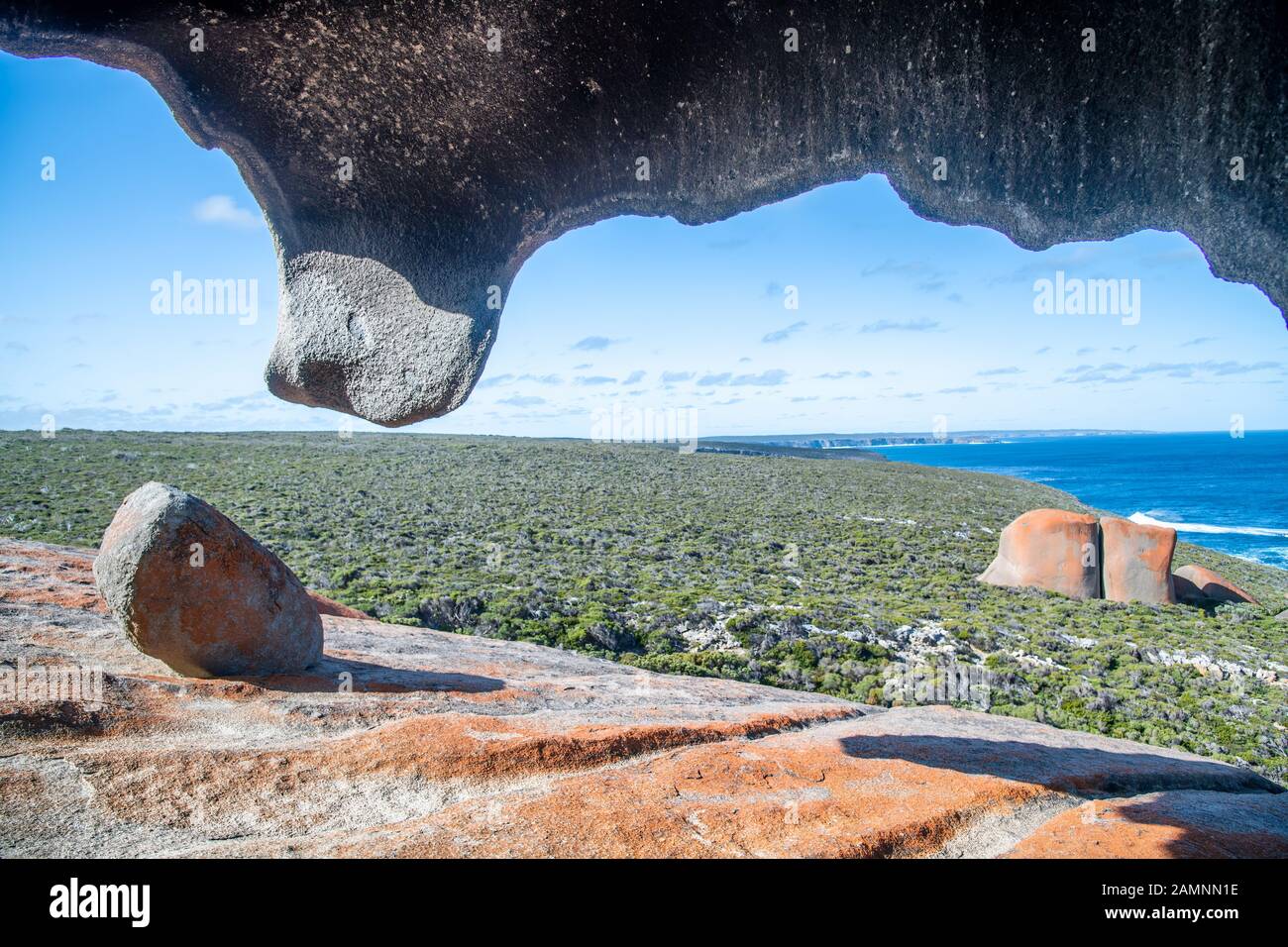Amazing view of Kangaroo Island coastline from Remarkable Rocks, Australia Stock Photo