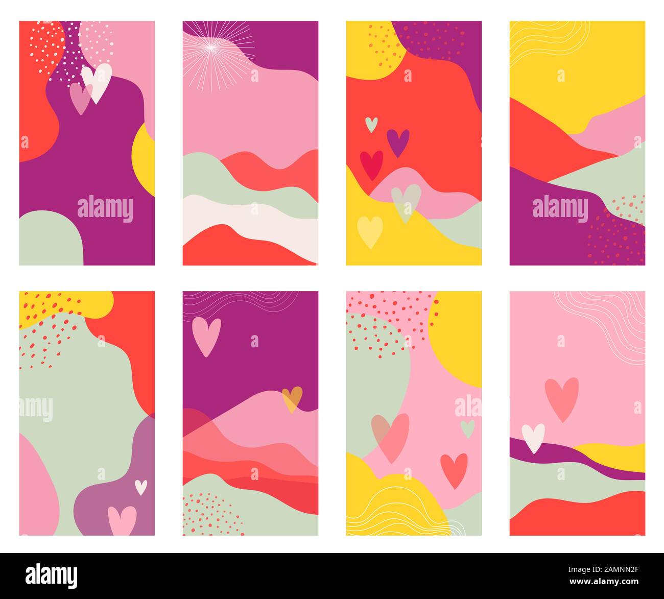 Vector set of Valentines day abstract backgrounds with copy space for ...