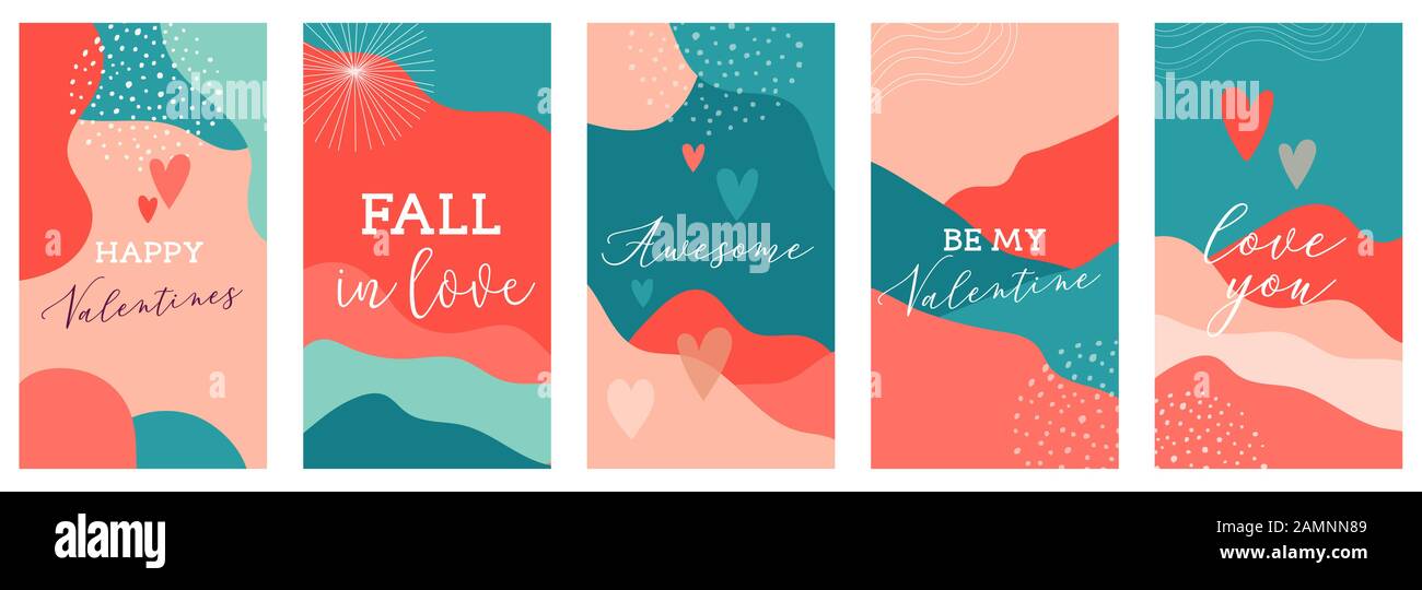 Vector set of Valentines day abstract backgrounds with copy space for ...