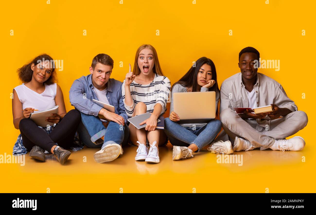 Group of students studying for university exams Stock Photo