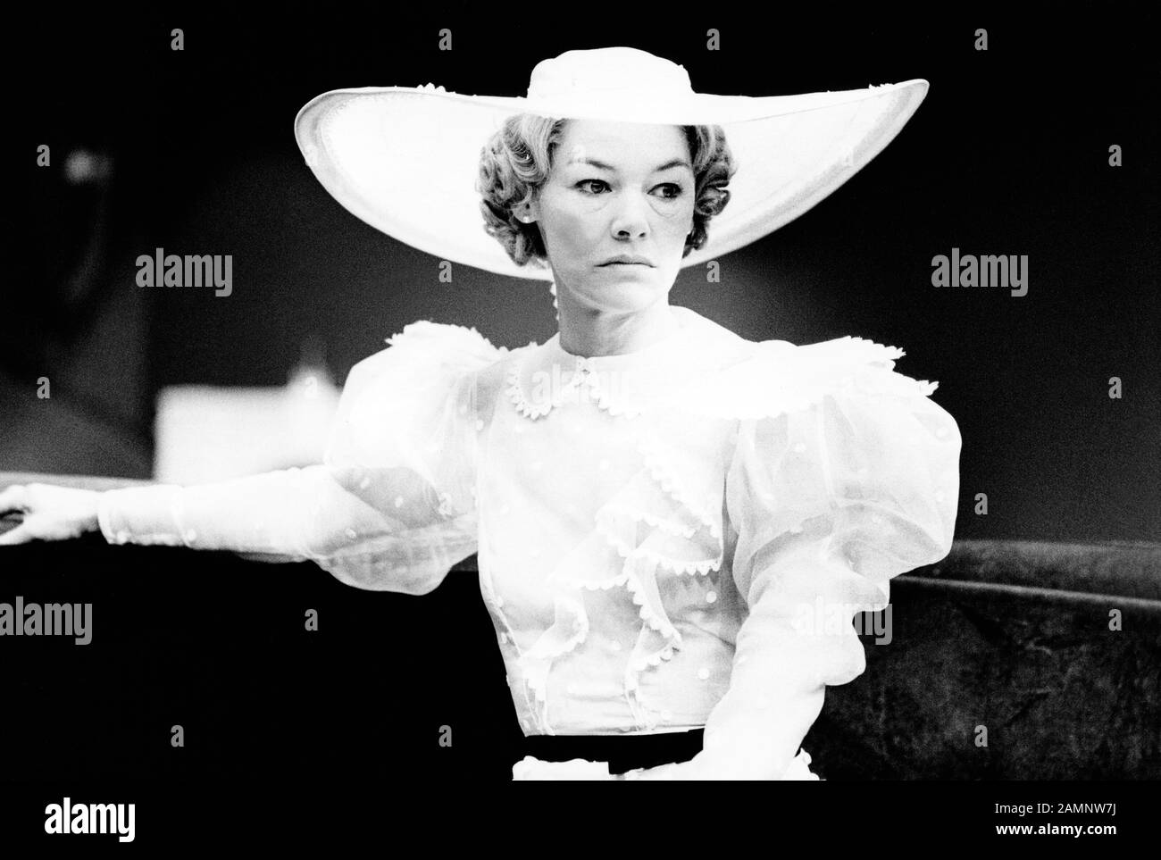 Glenda Jackson (as Eva Braun) in SUMMIT CONFERENCE by Robert David MacDonald designed & directed by Philip Prowse at the Lyric Theatre, London W1 opening on 28/04/1982 Stock Photo