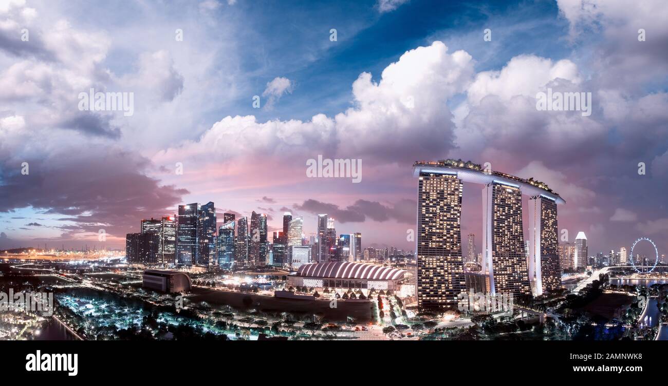 Singapore drone marina bay hi-res stock photography and images - Alamy