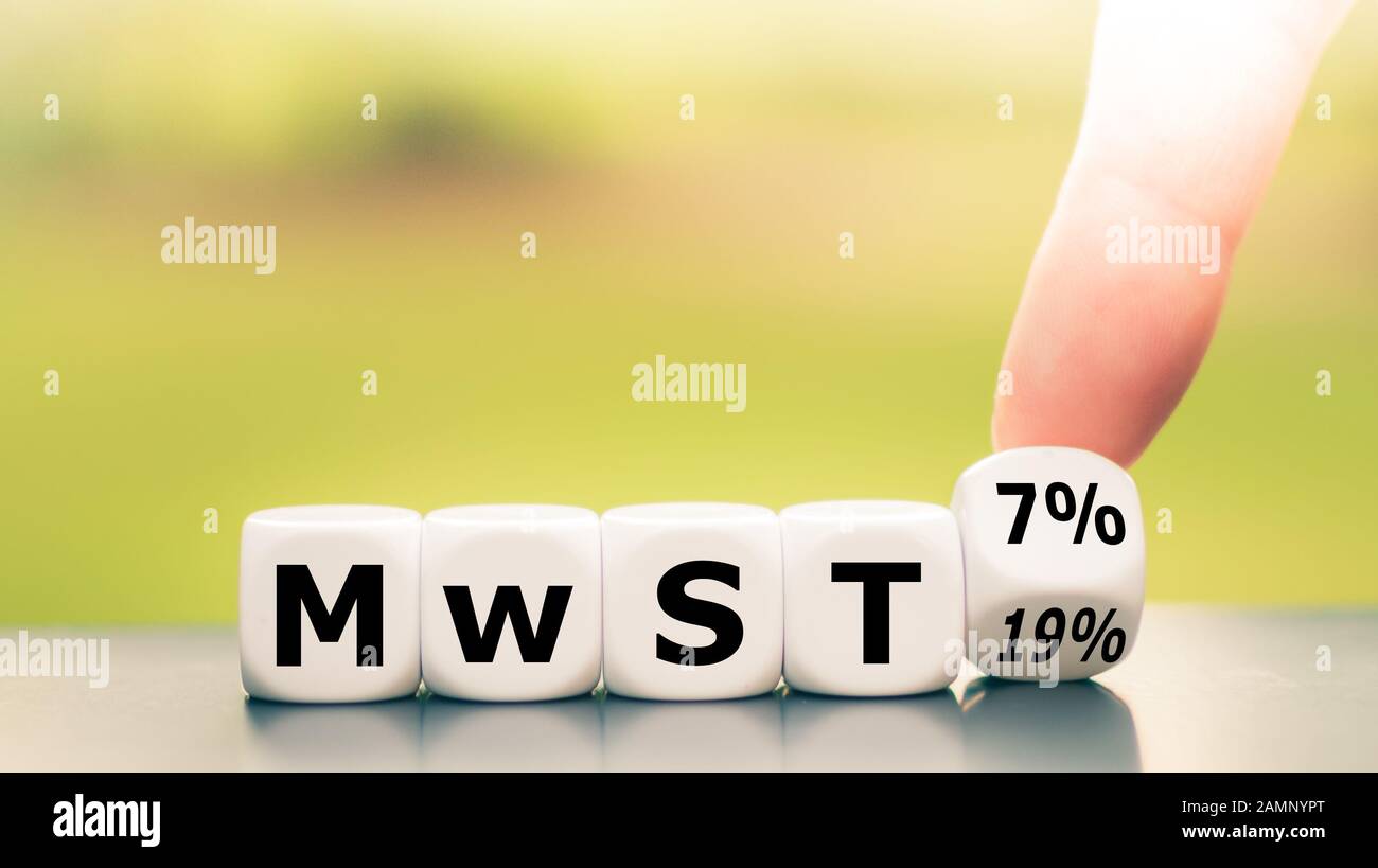 Symbol for the different value-added tax ("MwSt" in German) rates in Germany Stock Photo