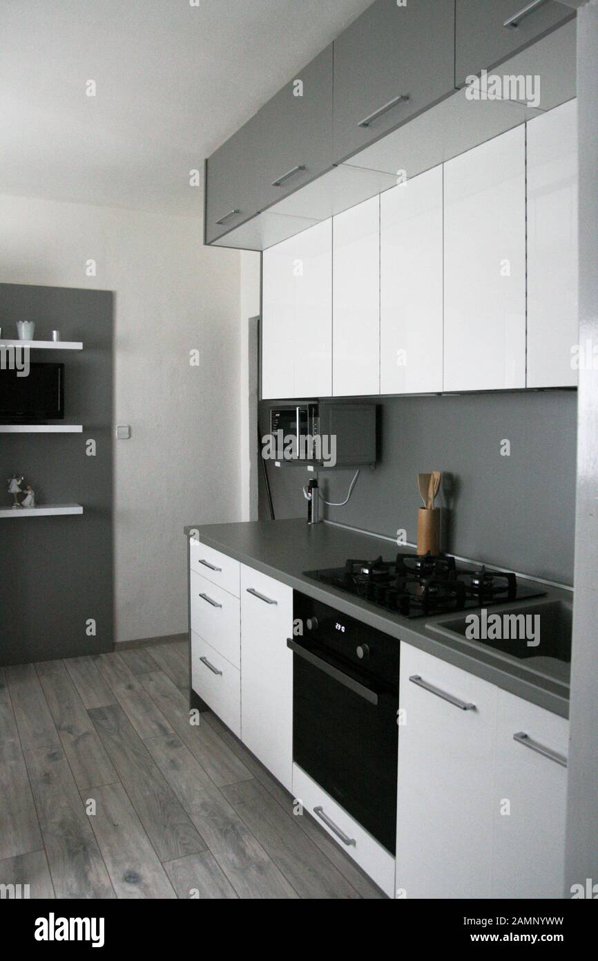 White Kitchen Design. Scandinavian, Clean, Simple Kitchen Interior ...