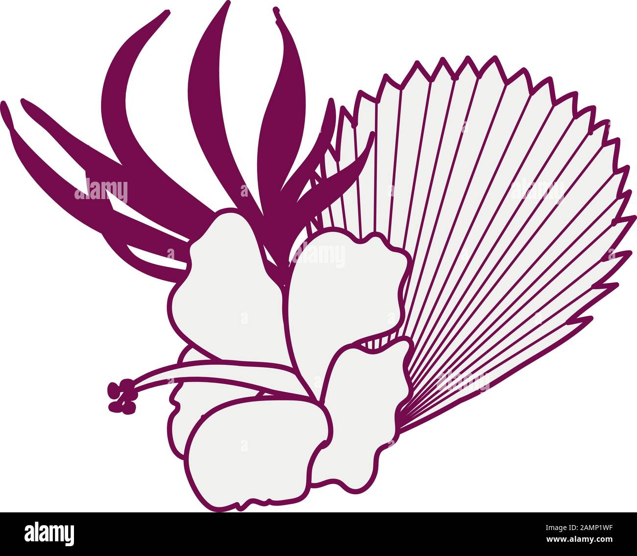 beautiful and tropical flower with leaf plant Stock Vector Image & Art ...