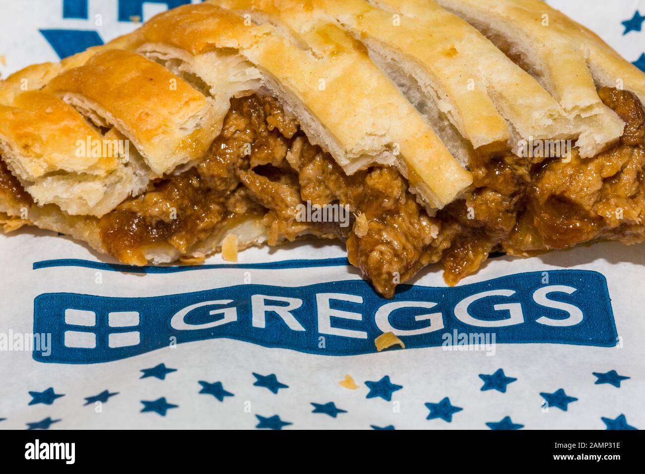 Greggs vegan steak bake made with quorn Stock Photo Alamy