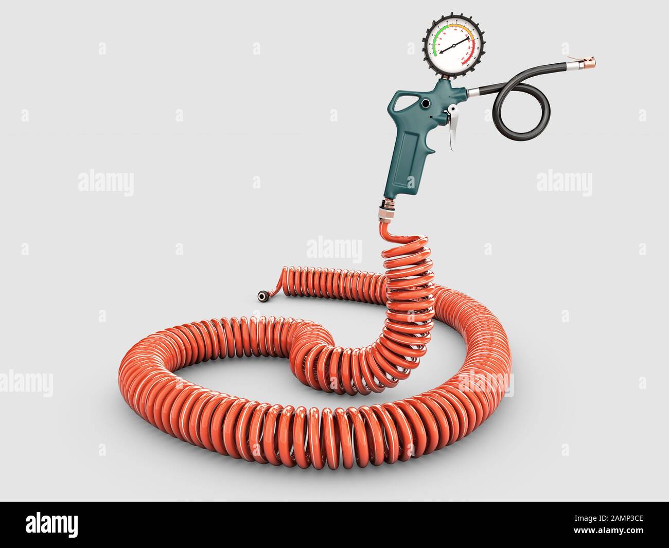 3d Rendering of air compressor gun with manometer isolated on a gray background Stock Photo Alamy