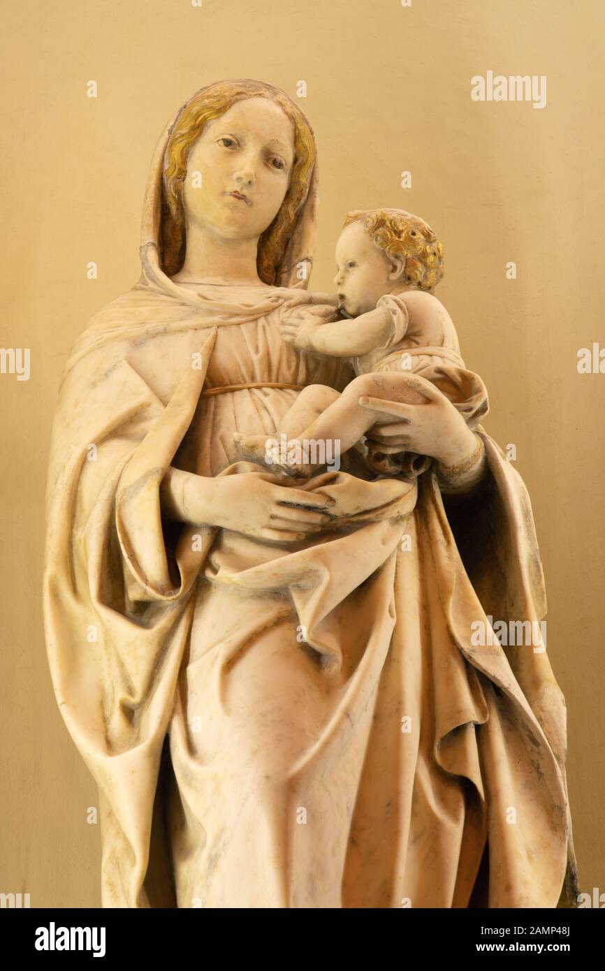 CATANIA, ITALY - APRIL 7, 2018: The marble statue of Madonna in church  Chiesa di San Domenico by  Antonello Gagini (1478  - 1536). Stock Photo