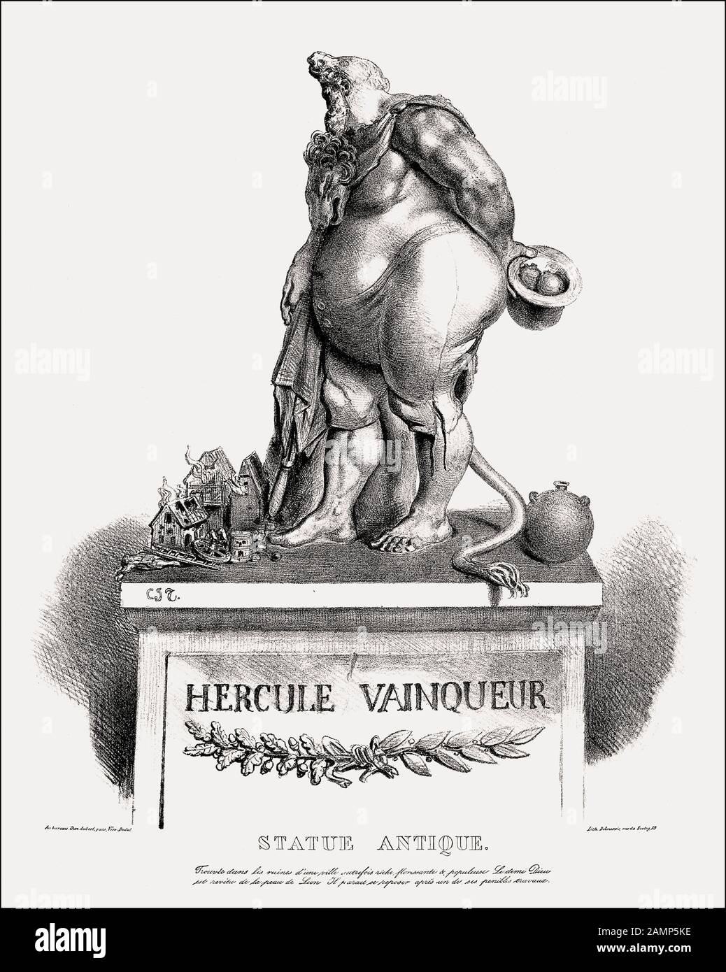 Caricature on Louis Philippe I, King of the French, as victorious Hercules  by Traviès, 1834 Stock Photo - Alamy