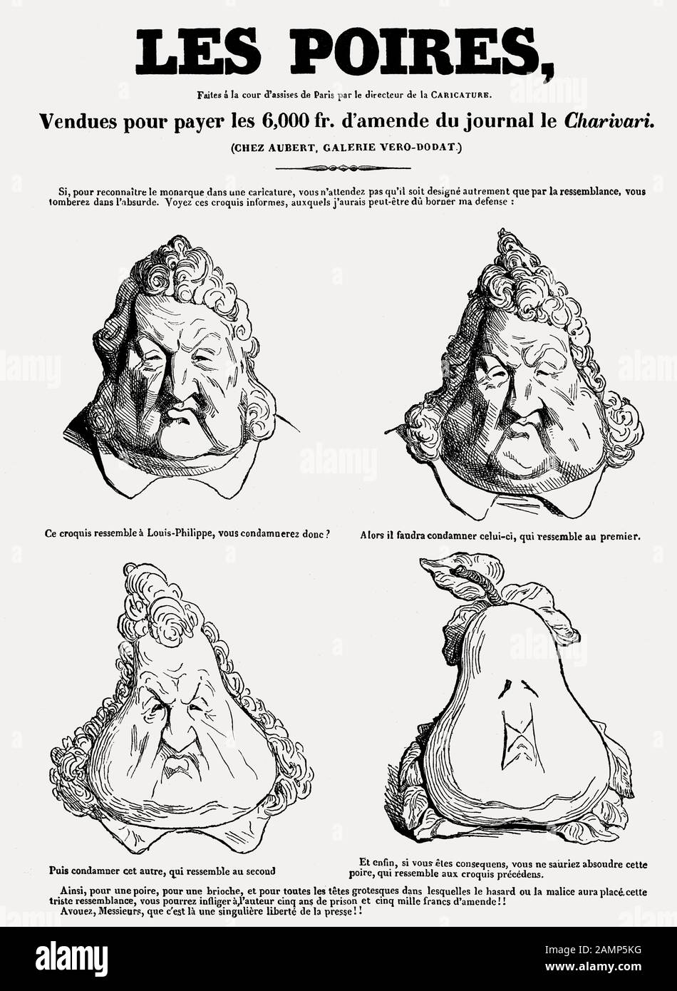 Louis Philippe, 6.10.1773 - 26. 8.1850, King of France 7.8.1830 -  24.2.1848, caricature, the pears, by Charles Philipon, Charivari,  January, 1834, Bourbon, Orleans, politics, drawing, pear Stock Photo - Alamy