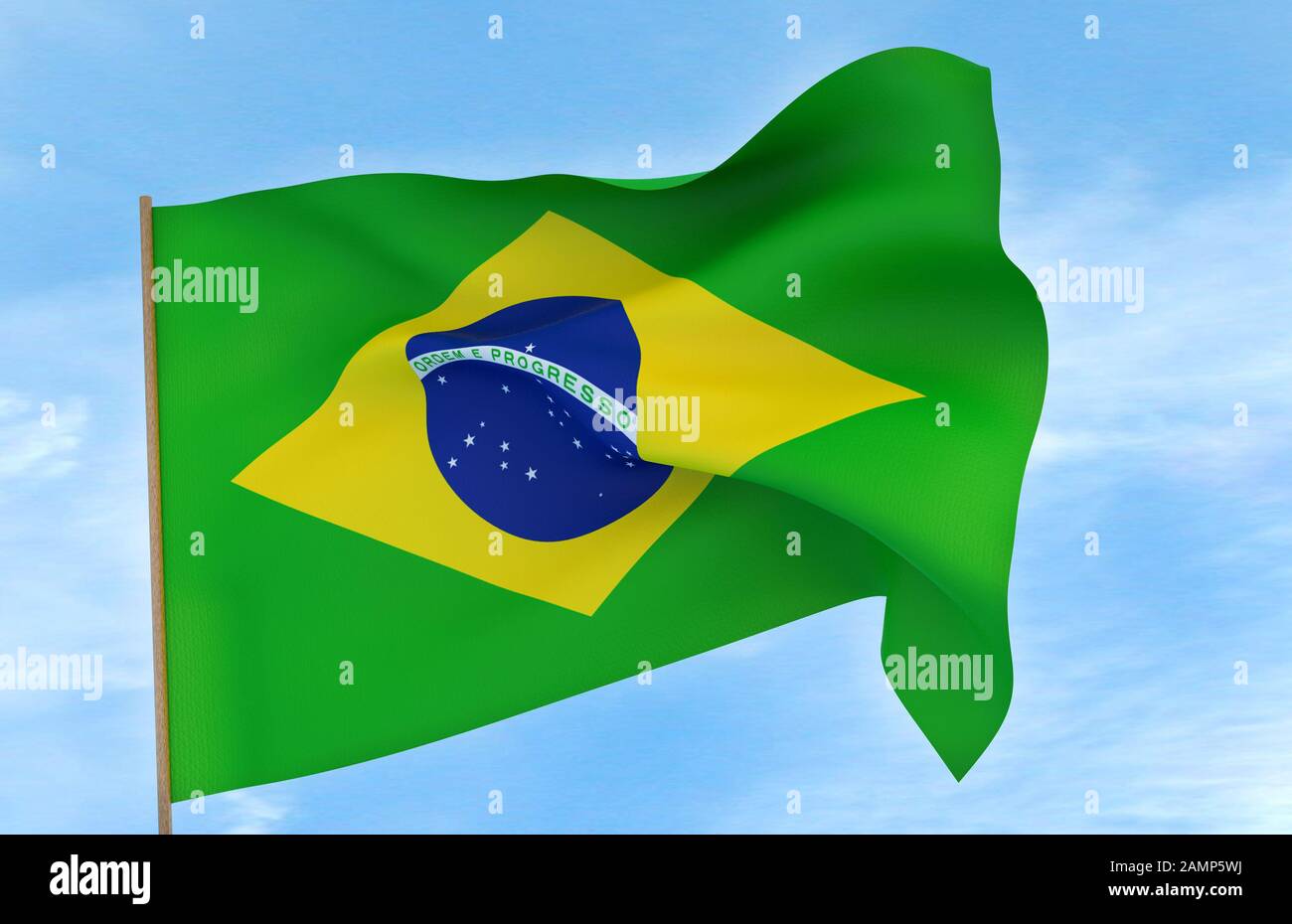 Brazil flag on sky background Stock Photo
