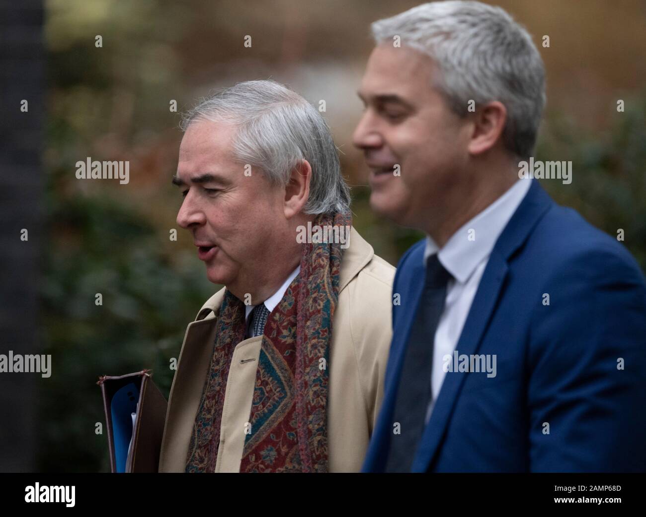 Downing Street, London, UK. 14th January 2020. Geoffrey Cox QC, Attorney General in Downing Street for weekly cabinet meeting. Credit: Malcolm Park/Alamy. Stock Photo