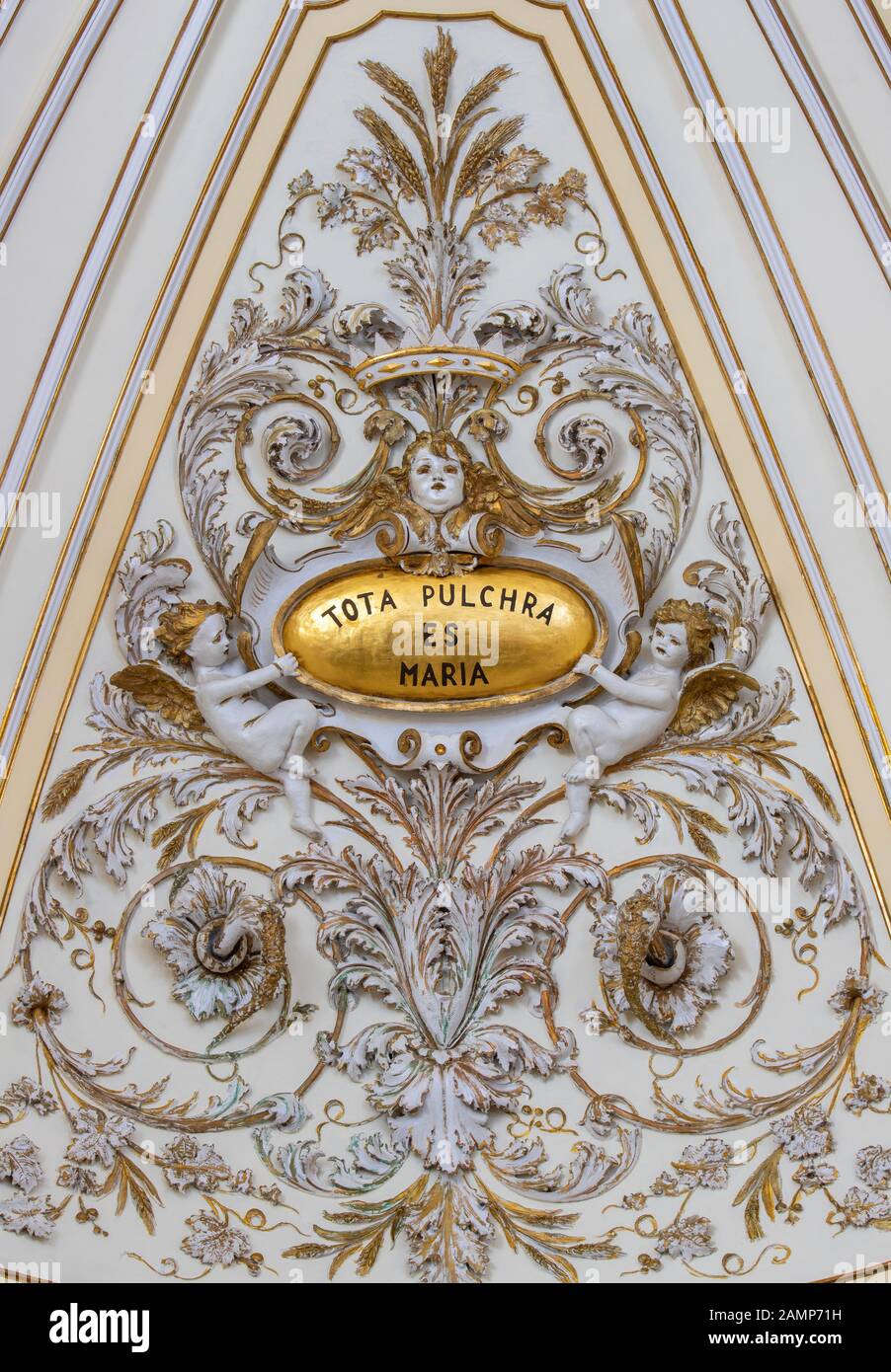 CATANIA, ITALY - APRIL 8, 2018: The baroque stucco in church Chiesa dell'Immacolata Concezione ai Minoritelli. Stock Photo