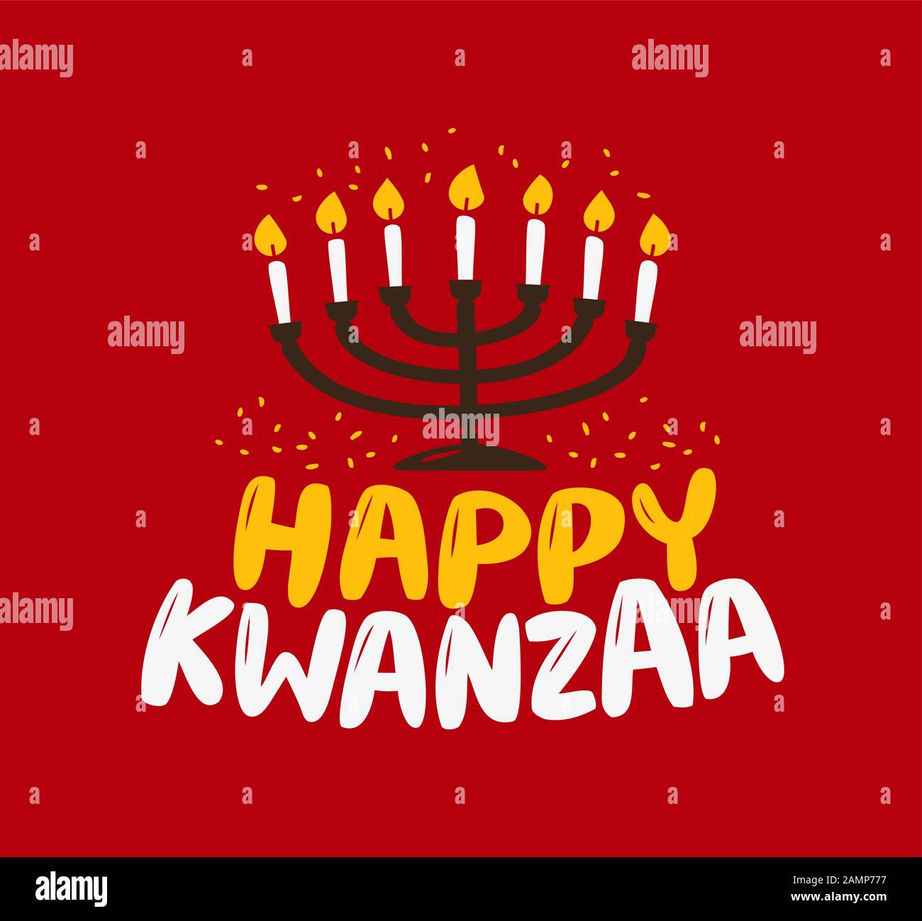 Happy Kwanzaa greeting card. Menorah with lit candles vector illustration Stock Vector