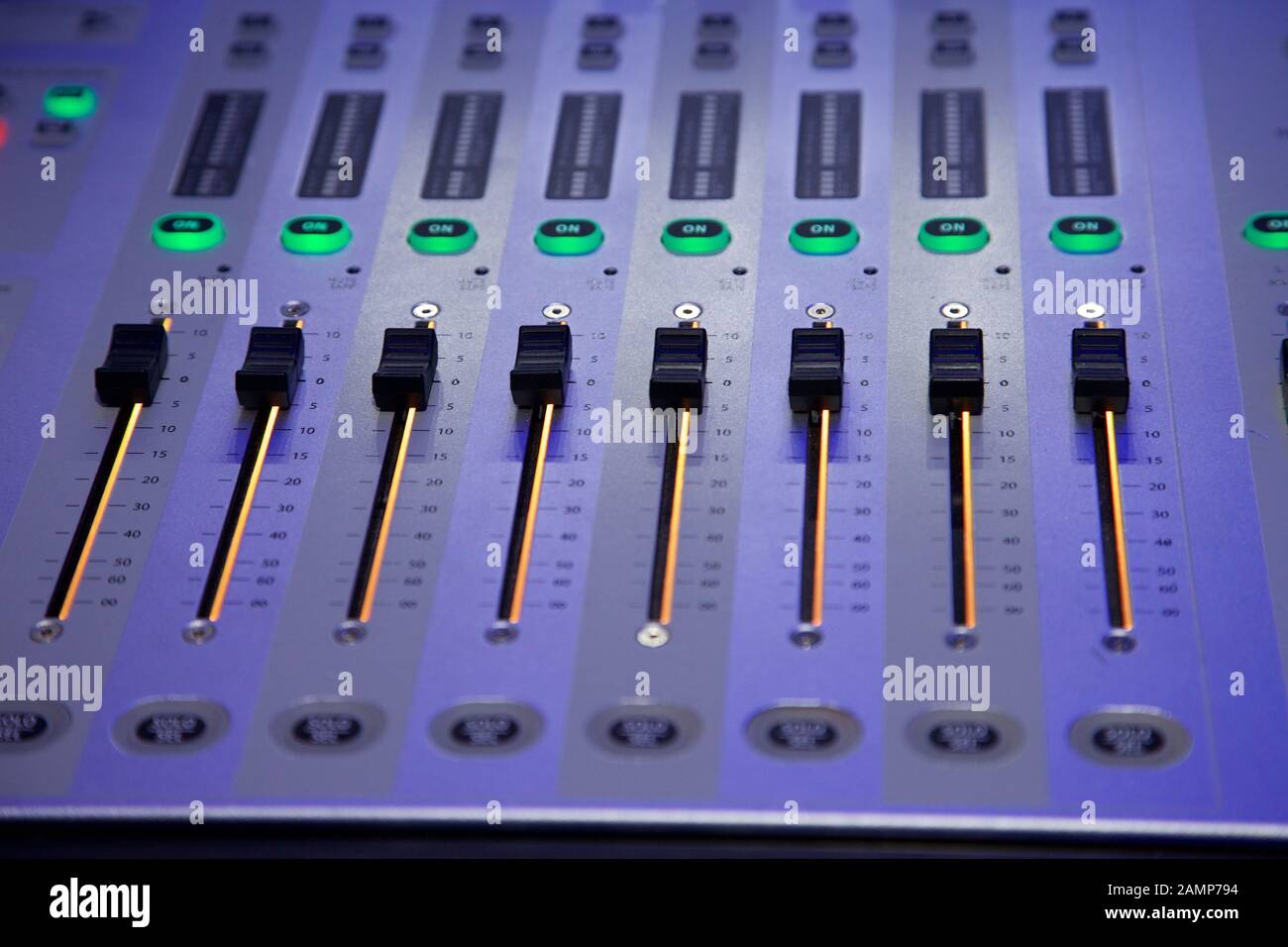 Fader switches on an audio mixing desk console Stock Photo - Alamy