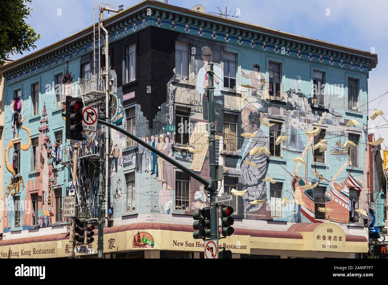 San Francisco USA June 5 2019 Mural paintings ornate the wall of a