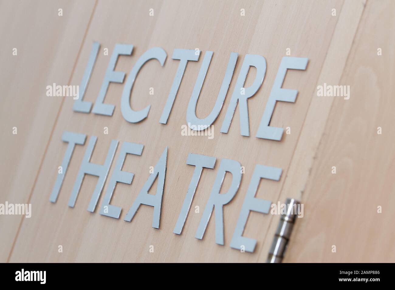 Lecture theatre sign in a university. Stock Photo