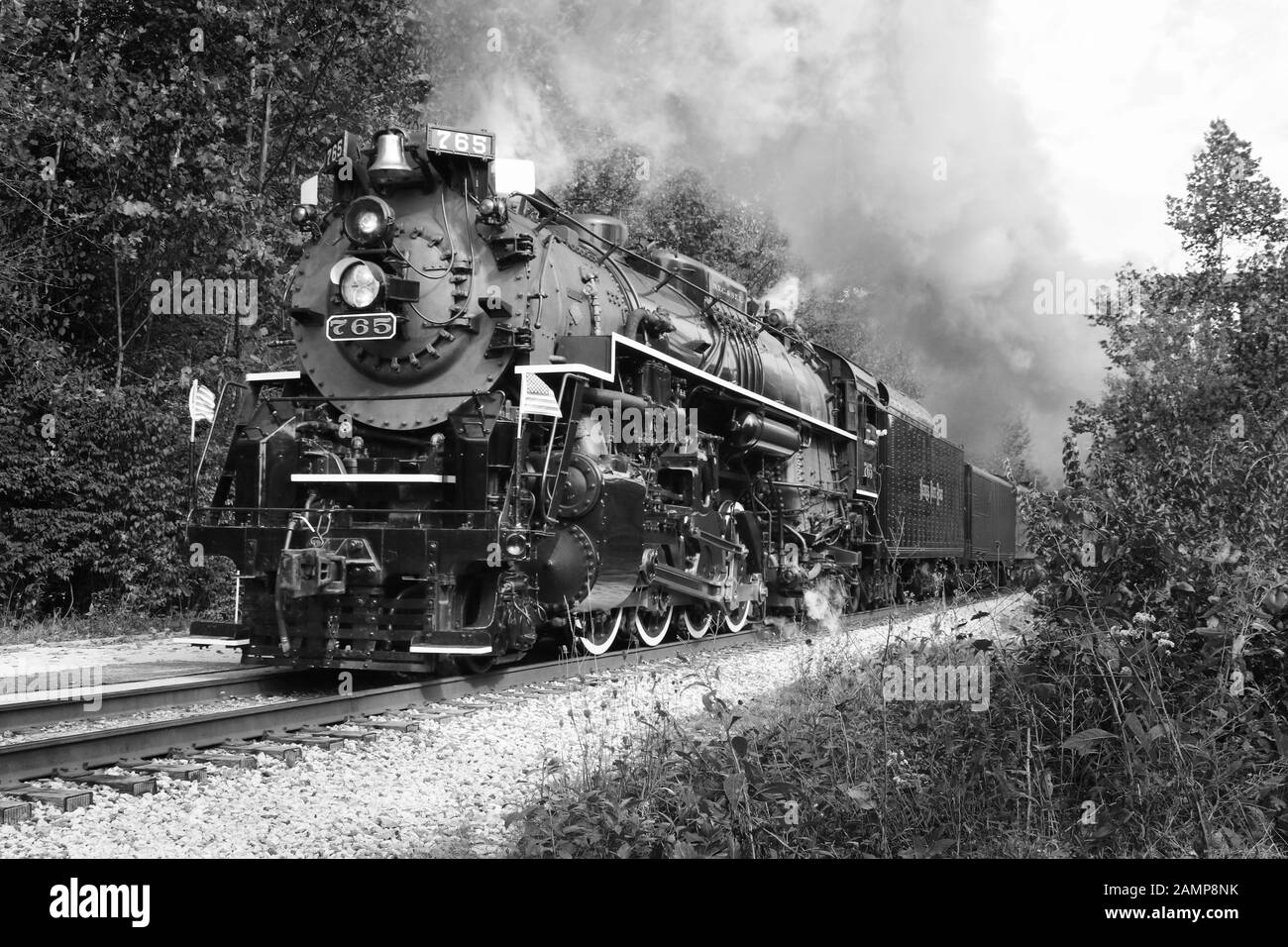 Nickel Plate Road no. 765 is a 2-8-4 'Berkshire' type steam locomotive built for the Nickel Plate Road in 1944 by the Lima Locomotive Works in Lima, O Stock Photo