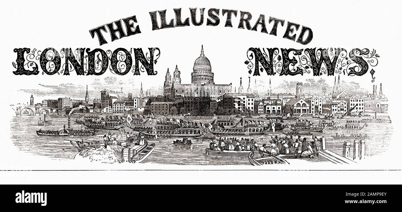 Masthead of The Illustrated London News.  The news magazine was launched in 1842 and stopped publication in 2003 Stock Photo