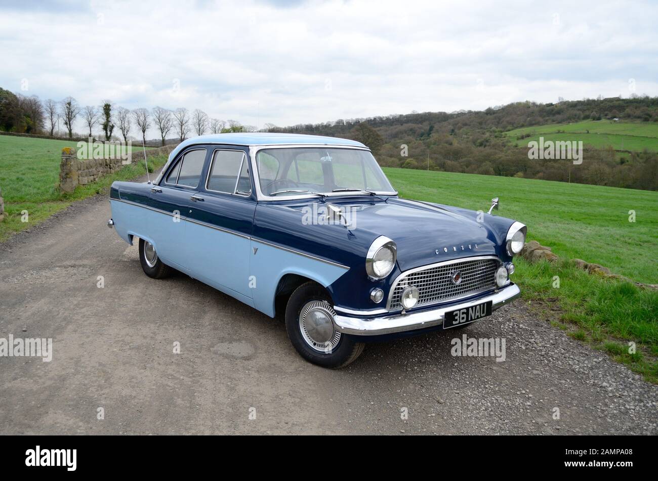 Vauxhall Cresta parked on a country lane in Winter Stock Photo