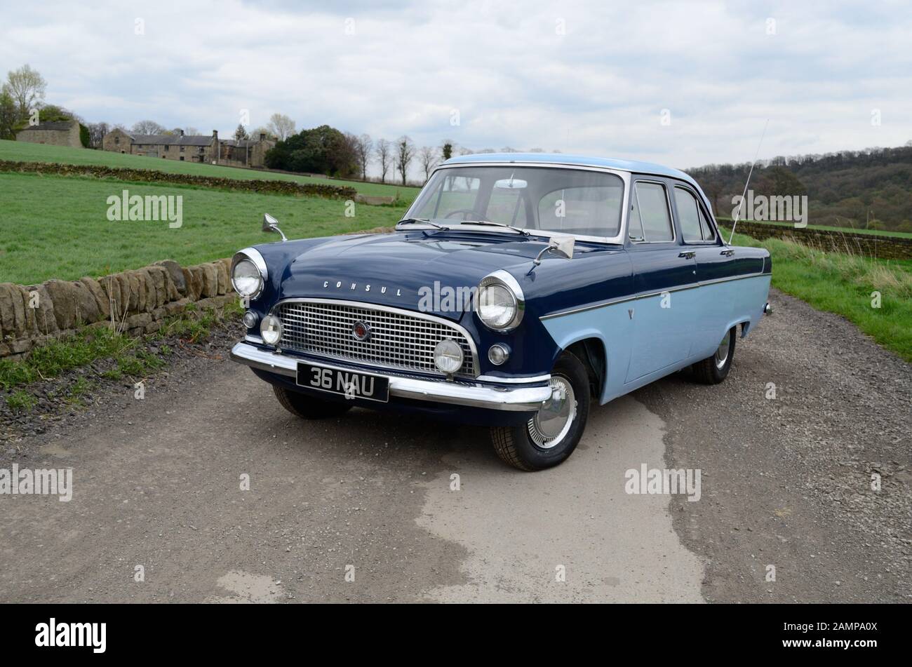 Vauxhall Cresta parked on a country lane in Winter Stock Photo