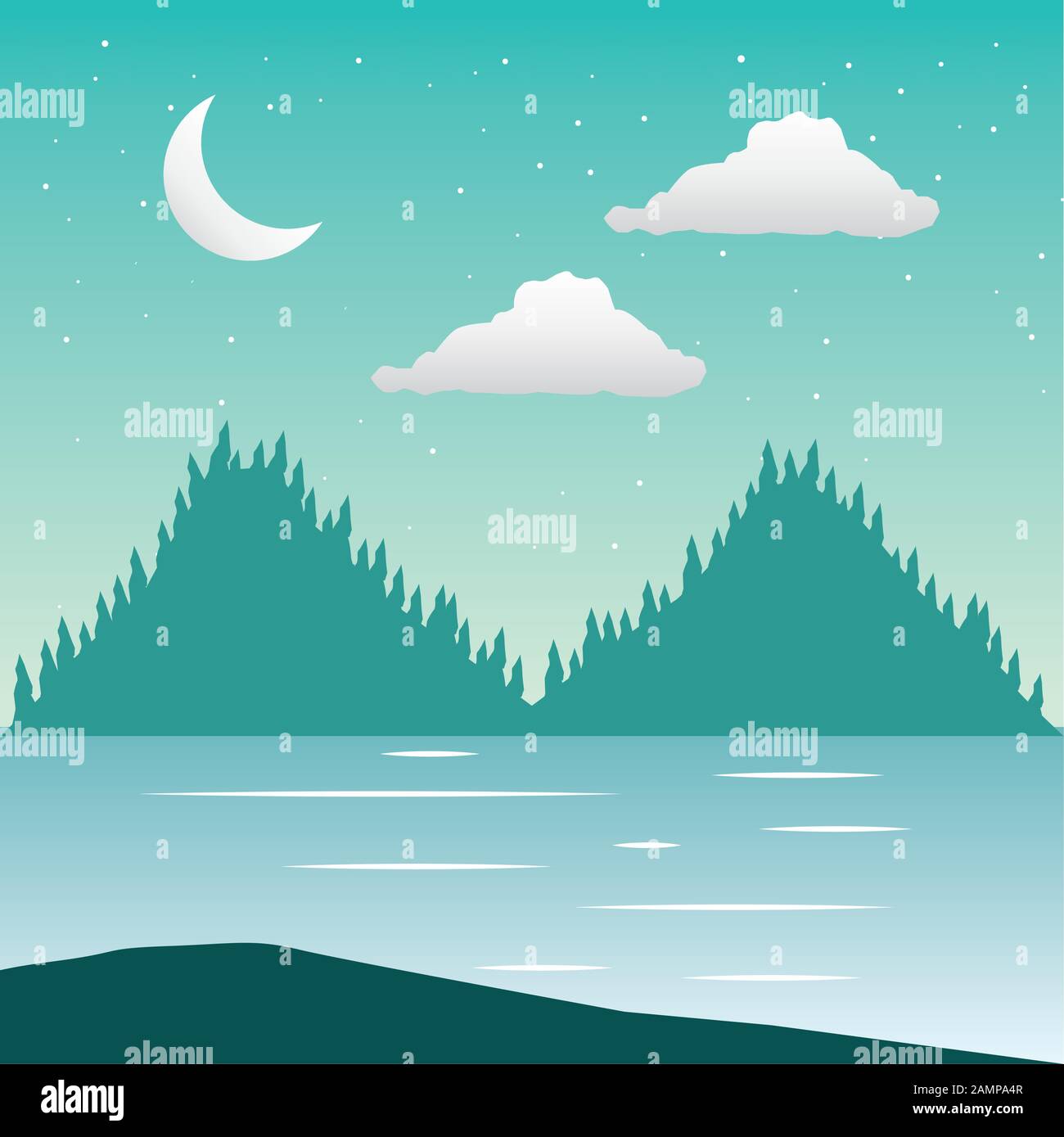 wandelust forest landscape with lake scene Stock Vector Image & Art - Alamy