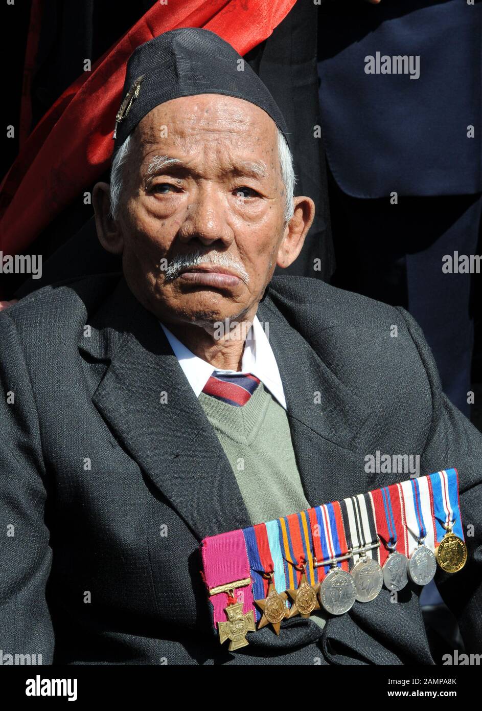 Veteran Gurkha Lachhiman Gurung VC joins actress Joanna Lumley  as she emerges victorious from the House of Commons after a vote awarded retired Gurkha soldiers who fought for the U.K. the same rights as their British and Commonwealth counterparts allowing them the right to reside in the U.K. Stock Photo